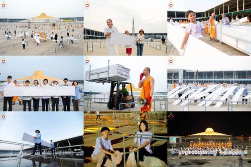 วันที่ 26 -27 เมษาบน พ.ศ.2569 การเก็บงานแผ่นหน้าโต๊ะที่ลานธรรม งานถวายมหาสังฆทาน 40,000 กว่าวัดทั่วประเทศ ณ ลานธรรม วัดพระธรรมกาย