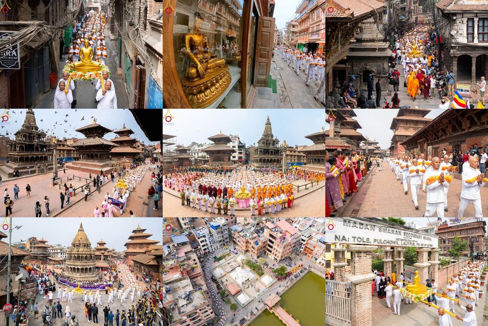 ภาพ No.313448:วันพฤหัสบดีที่ 12 มีนาคม พ.ศ. 2569 ขบวนแห่นาคธรรมทายาทในโครงการบรรพชาสามเณร 500 รูป  จาก นาคบาฮาล (Nagbahal) สู่จัตุรัสปาทัน (Patan Durbar Square) ประเทศเนปาล