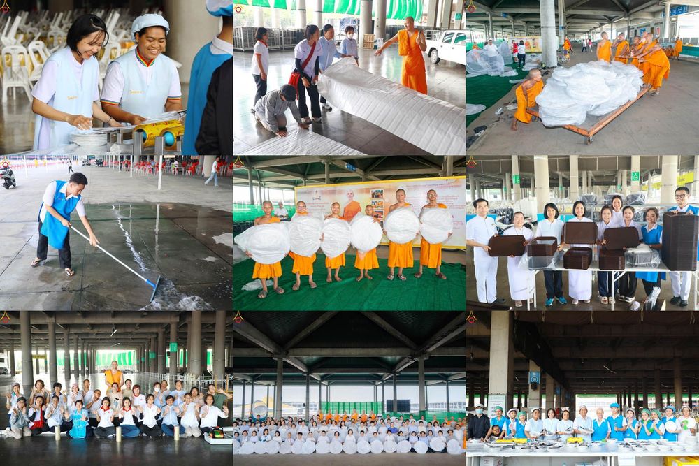 ภาพ No.322935:วันที่ 17-19 เมษายน พ.ศ.2569 การปูผ้ากระสอบขาว , เตรียมจุดฉัน , เตรียมจุดพักค้าง เพื่องานถวายมหาสังฆทาน 40,000 กว่าวัดทั่วประเทศ วันคุ้มครองโลก 22 เมษายน พ.ศ.2569 วัดพระธรรมกาย