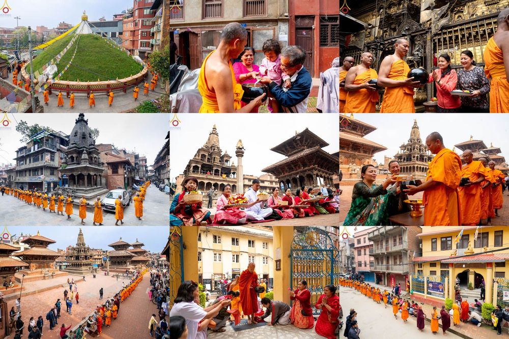 ภาพ No.317208:วันอังคารที่ 31 มีนาคม พ.ศ.2569 จาริกบิณฑบาตแห่งศรัทธา จากวัดอเชศวรสู่สี่แยกปาตันและวัดศรี ประเทศเนปาล