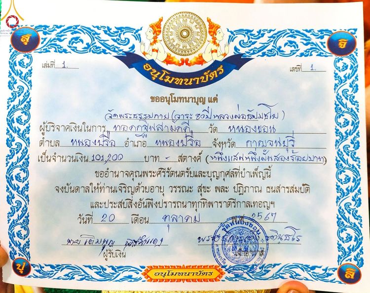ภาพ No.165999:พิธีทอดกฐิน ณ วัดหนองขอน อ.หนองปรือ จ.กาญจนบุรี ในโครงการกฐินสามัคคีทั่วไทย 30,000 วัด บูชาธรรม 80 ปี หลวงพ่อธัมมชโย โดยคณะศิษยานุศิษย์วัดพระธรรมกาย วันที่ 20 ตุลาคม พ.ศ. 2567