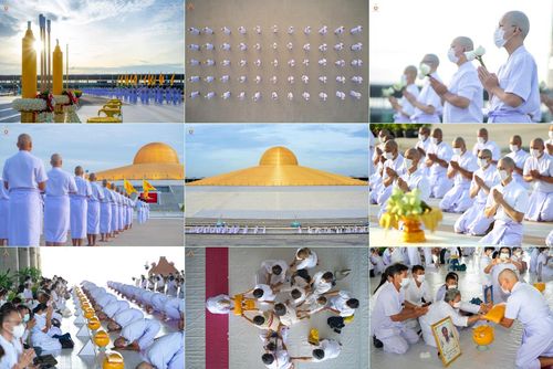 ภาพ No.47511:ประมวลภาพพิธีขอขมาและมอบผ้าไตร โครงการบรรพชาอุปสมบทหมู่ รุ่นเข้าพรรษา 2565