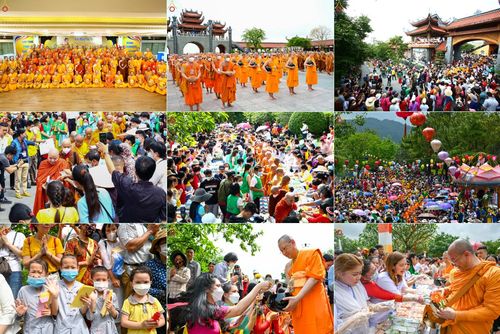 ประมวลภาพพิธีตักบาตรคณะสงฆ์เถรวาทนานาชาติ 500 รูป ณ วัดบาหว่าง จังหวัดกวางนิญ ประเทศเวียดนาม