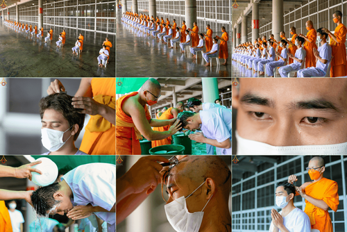 ภาพ No.43910:ประมวลภาพพิธีปลงผม ในโครงการอบรมธรรมทายาทระดับอุดมศึกษา รุ่นที่ 49