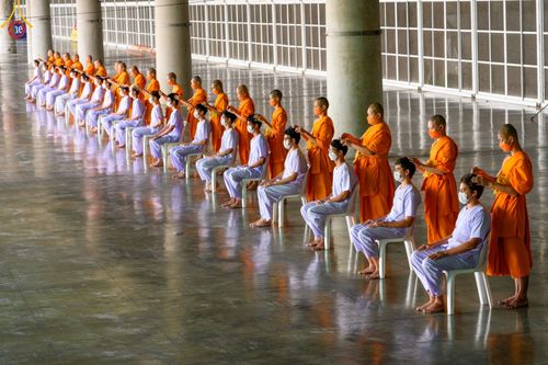 ภาพ No.43913:ประมวลภาพพิธีปลงผม ในโครงการอบรมธรรมทายาทระดับอุดมศึกษา รุ่นที่ 49