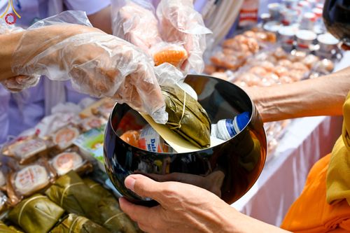 ภาพ No.46103:ประมวลภาพพิธีตักบาตรคณะสงฆ์เถรวาทนานาชาติ 500 รูป ณ วัดบาหว่าง จังหวัดกวางนิญ ประเทศเวียดนาม