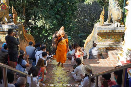 ภาพ No.39979:คณะพระภิกษุ - สามเณร วัดบ้านขุนกว่า ๓๐๐ รูป เดินธรรมยาตราฉลองแชมป์บาลี ๒๕๖๔