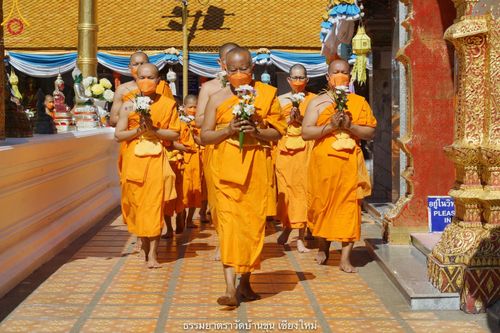 ภาพ No.39985:คณะพระภิกษุ - สามเณร วัดบ้านขุนกว่า ๓๐๐ รูป เดินธรรมยาตราฉลองแชมป์บาลี ๒๕๖๔