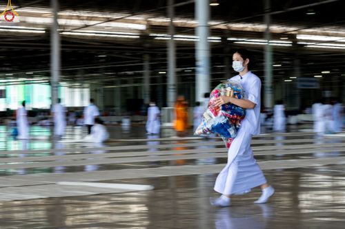 ภาพ No.52276:ประมวลภาพพิธีตักบาตรข้าวสารอาหารแห้ง (วันอาทิตย์ต้นเดือนตุลาคม) ณ บ้านแก้วเรือนทองคุณยายฯ วัดพระธรรมกาย