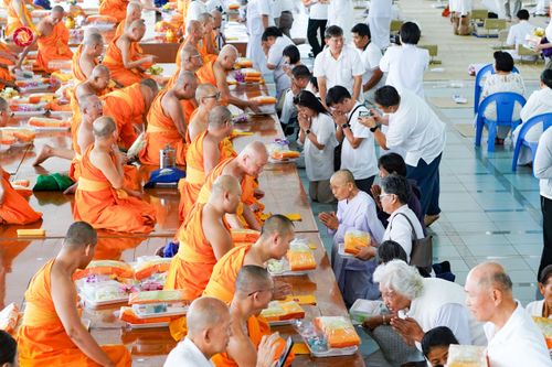 ภาพ No.198075:พิธีถวายภัตตาหารแด่พระภิกษุ สามเณร  บูชาธรรมคุณยายอาจารย์มหารัตนอุบาสิกาจันทร์ ขนนกยูง เนื่องในวาระวันคล้ายวันเกิดครบ 116 ปี วันอาทิตย์ที่ 19 มกราคม พ.ศ. 2568 ณ หอฉันคุณยายอาจารย์ฯ วัดพระธรรมกาย