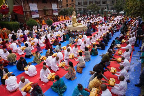 พิธีตัดปอยผมและปลงผมนาคธรรมทายาท ในโครงการบรรพชาสามเณรหมู่ ประเทศเนปาล วันที่ 11 มีนาคม พ.ศ.2566