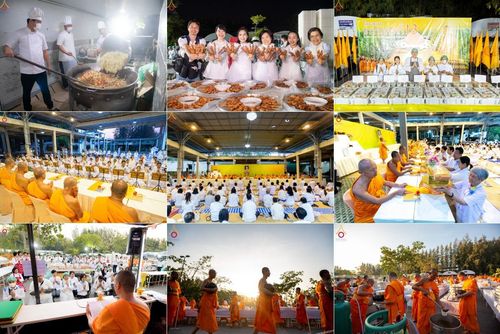 พิธีถวายภัตตาหารเป็นสังฆทาน แด่พระธรรมยาตรา ในโครงการธรรมยาตรา กตัญญูบูชา มหาปูชนียาจารย์ พระมงคลเทพมุนี(สด จนฺทสโร) พระผู้ปราบมาร อนุสรณ์สถาน 7 แห่ง ปีที่ 13 ณ อนุสรณ์สถานมหาวิหารพระมงคลเทพมุนี (โลตัสแลนด์) อ.สองพี่น้อง จ.สุพรรณบุรี วันที่ 5 มกราคม 2568