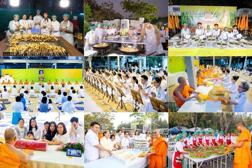 พิธีถวายภัตตาหารเป็นสังฆทาน แด่พระธรรมยาตรา ณ อนุสรณ์สถานมหาวิหารพระมงคลเทพมุนี (โลตัสแลนด์) อ.สองพี่น้อง จ.สุพรรณบุรี ในโครงการธรรมยาตรา กตัญญูบูชา มหาปูชนียาจารย์ พระมงคลเทพมุนี(สด จนฺทสโร) พระผู้ปราบมาร อนุสรณ์สถาน 7 แห่ง ปีที่ 13 วันที่ 6 มกราคม 2568
