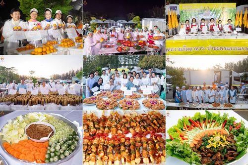 สาธุชนถวายภัตตาหารเป็นสังฆทาน แด่พระธรรมยาตรา ณ อนุสรณ์สถานมหาวิหารพระมงคลเทพมุนี (โลตัสแลนด์) อ.สองพี่น้อง จ.สุพรรณบุรี ในโครงการธรรมยาตรา กตัญญูบูชา มหาปูชนียาจารย์ พระมงคลเทพมุนี(สด จนฺทสโร) พระผู้ปราบมาร แห่ง ปีที่ 13 วันที่ 7 มกราคม พ.ศ.2568