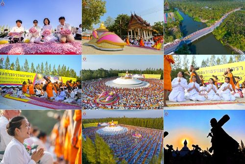 พิธีต้อนรับพระธรรมยาตรา ณ อนุสรณ์สถาน สถานที่ตั้งมโนปณิธานบวชตลอดชีวิต อนุสรณ์สถานคลองบางนางแท่น อ.สามพราน จ.นครปฐม ในโครงการธรรมยาตรา กตัญญูบูชา มหาปูชนียาจารย์ พระมงคลเทพมุนี(สด จนฺทสโร) พระผู้ปราบมาร อนุสรณ์สถาน 7 แห่ง ปีที่ 13 วันที่ 7 ม.ค.2568