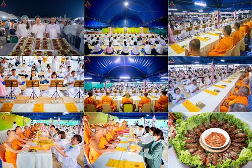 พิธีถวายภัตตาหารเป็นสังฆทาน แด่พระธรรมยาตรา ณ อนุสรณ์สถานคลองบางนางแท่น อ.สามพราน จ.นครปฐม ในโครงการธรรมยาตรา กตัญญูบูชา มหาปูชนียาจารย์ พระมงคลเทพมุนี(สด จนฺทสโร) พระผู้ปราบมาร อนุสรณ์สถาน 7 แห่ง ปีที่ 13 วันที่ 10 มกราคม พ.ศ. 2568