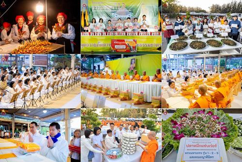 พิธีถวายภัตตาหารเป็นสังฆทาน แด่พระธรรมยาตรา ณ อนุสรณ์สถานมหาวิหารพระมงคลเทพมุนี (โลตัสแลนด์) อ.สองพี่น้อง จ.สุพรรณบุรี ในโครงการธรรมยาตรา กตัญญูบูชา มหาปูชนียาจารย์ พระมงคลเทพมุนี(สด จนฺทสโร) พระผู้ปราบมาร ปีที่ 13 วันที่ 13 มกราคม พ.ศ.2568