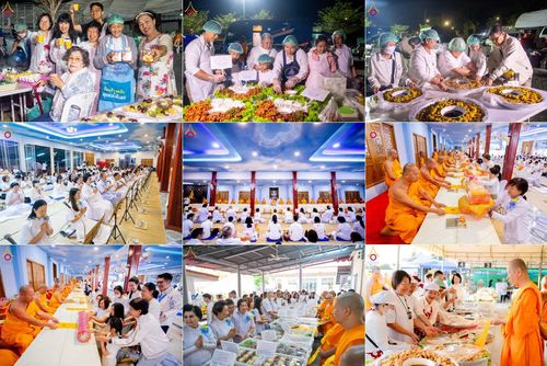 พิธีถวายภัตตาหารเป็นสังฆทาน แด่พระธรรมยาตรา ณ วัดโบสถ์(บน) ตำบลบางคูเวียง อำเภอบางกรวย จังหวัดนนทบุรี ในโครงการธรรมยาตรา กตัญญูบูชา มหาปูชนียาจารย์ พระมงคลเทพมุนี(สด จนฺทสโร) พระผู้ปราบมาร อนุสรณ์สถาน 7 แห่ง ปีที่ 13 วันที่ 16 มกราคม พ.ศ. 2568