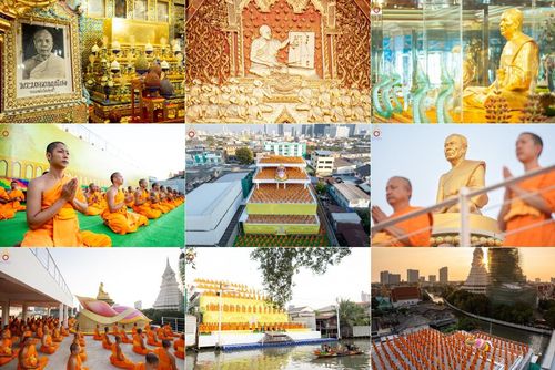 พระธรรมยาตราปฏิบัติธรรม และถ่ายภาพหมู่ประวัติศาสตร์ ณ อาคารธรรมยาตรา กตัญญูบูชามหาปูชนียาจารย์  ตรงข้ามวัดปากน้ำภาษีเจริญ จ.กรุงเทพมหานคร ในโครงการธรรมยาตรา กตัญญูบูชา มหาปูชนียาจารย์ พระมงคลเทพมุนี(สด จนฺทสโร) พระผู้ปราบมาร อนุสรณ์สถาน 7 แห่ง ปีที่ 13