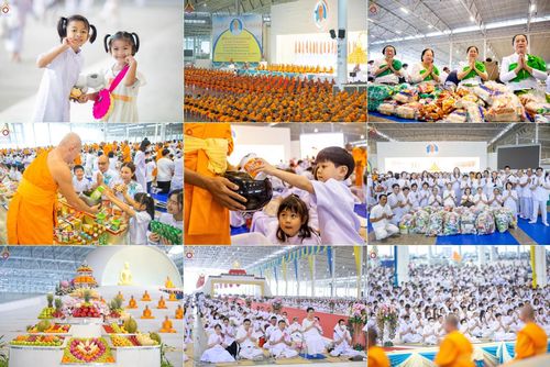 พิธีตักบาตร และ พิธีบูชาข้าวพระ ในวันอาทิตย์ต้นเดือน 2 กุมภาพันธ์ พ.ศ. 2568 ณ สภาธรรมกายสากล วัดพระธรรมกาย