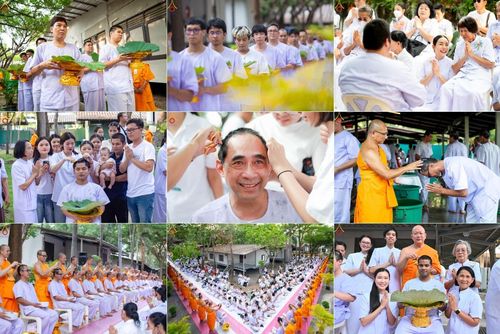 วันอาทิตย์ที่ 6 เมษายน พ.ศ. 2568 พิธีตัดปอยผม และปลงผมนาคธรรมทายาท โครงการบวชบูชาธรรม81ปี หลวงพ่อธัมมชโย โครงการ 1 และ 2 โครงการนานาชาติ AEC&WAB รุ่น CEO (ผู้บริหาร) รุ่นที่4 ณ หมู่บ้านบรรลุธรรม วัดพระธรรมกาย