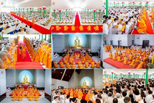 วันอาทิตย์ที่ 11 พฤษภาคม พ.ศ. 2568 พิธีอุปสมบทสามเณรเปรียญธรรมอุปสมบทอุทิศชีวิต 9 รูป อุบาสก 1 ท่าน ณ อุโบสถพระไตรปิฏกวัดพระธรรมกาย