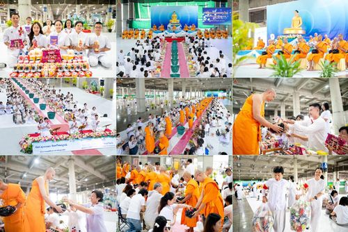 วันที่ 27 กรกฎาคม พ.ศ. 2568 พิธีตักบาตรฉลองพระใหม่ โครงการบรรพชาและอุปสมบทมู่รุ่นเข้าพรรษา ณ วัดพระธรรมกาย