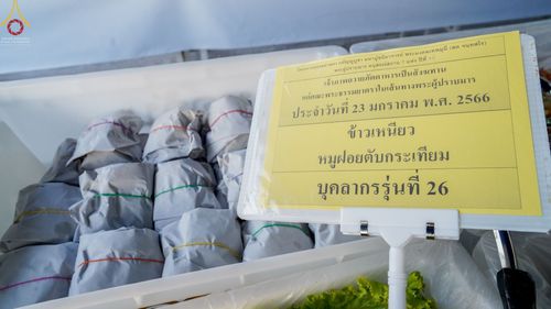 ภาพ No.73929:พิธีถวายภัตตาหารเป็นสังฆทาน แด่คณะพระธรรมยาตราฯ ในโครงการธรรมยาตรากตัญญูบูชา มหาปูชนียาจารย์ พระมงคลเทพมุนี(สด จนฺทสโร) พระผู้ปราบมาร อนุสรณ์สถาน 7 แห่ง ปีที่ 11 วันที่ 23 มกราคม พ.ศ. 2566