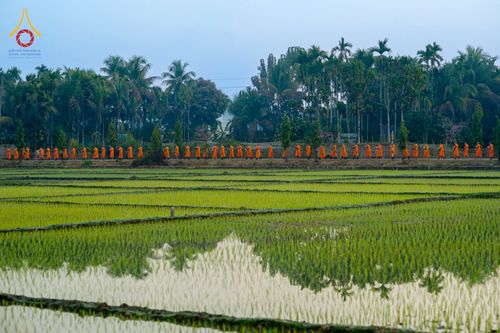 คณะสงฆ์และสามเณรบิณฑบาต ประเทศบังกลาเทศ วันที่ 11 กุมภาพันธ์ พ.ศ. 2566