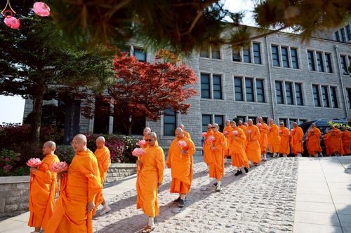 ภาพ No.229514:วันเสาร์ที่ 26 เมษายน พ.ศ. 2568 คณะพระภิกษุสามเณรในโครงการบรรพชาหมู่ 81 รูป  วัดภาวนาโซล ประเทศเกาหลีใต้ ได้ร่วมกับคณะสาธุชนคนไทยในเกาหลีใต้  ร่วมกันเดินขบวนอัญเชิญโคมดอกบัว  เพื่อบูชาแด่องค์สมเด็จพระสัมมาสัมพุทธเจ้า  ในงานเทศกาลวิสาขบูชานานาชาติ ประจำปี