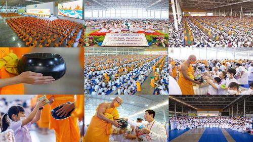 ภาพ No.76717:พิธีตักบาตรข้าวสารอาหารแห้ง  ณ บ้านแก้วเรือนทองคุณยายฯ สภาธรรมกายสากล  วัดพระธรรมกาย จ.ปทุมธานี  ในวันอาทิตย์ต้นเดือนที่ 6 มีนาคม พ.ศ. 2566