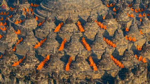 ภาพ No.105123:สามเณรธรรมทายาทชาวอินโดนีเซียกว่า 1,000 รูป นั่งสมาธิ และเวียนประทักษิณ ณ มหาเจดีย์บุโรพุทโธ ประเทศอินโดนีเซีย ในวันที่ 26 ธันวาคม พ.ศ. 2566