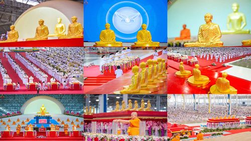 ภาพ No.78958:พิธีวางแผ่นจารึกชื่อ และพิธีวางพวงมาลัยสักการะพระบรมพุทธเจ้า ณ สภาธรรมกายสากล วัดพระธรรมกาย วันที่ 2 เมษายน พ.ศ. 2566