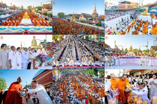 วันเสาร์ที่ 28 กุมภาพันธ์ พ.ศ. 2569 พิธีตักบาตรพระมหากุศล 11,250 รูป เฉลิมฉลอง 1,250 ปีศรีธรรมราชเจดีย์ สู่มรดกโลก ณ ถนนราชดำเนิน บริเวณหน้าวัดพระมหาธาตุวรมหาวิหาร อ.เมือง จ.นครศรีธรรมราช