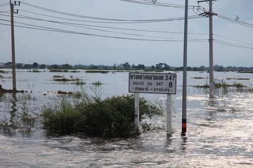 ภาพ No.3871:มูลนิธิธรรมกายช่วยภัยน้ำท่วม ปี พ.ศ.2554 ที่ ต.เกาะเรียน พระนครศรีอยุธยา