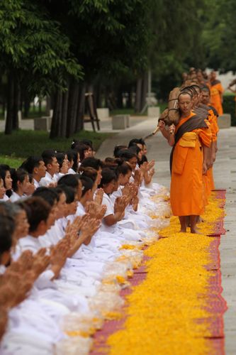 ภาพ No.5264:ภาพโปรยกลีบดอกดาวรวยต้อนรับคณะพระธุดงค์