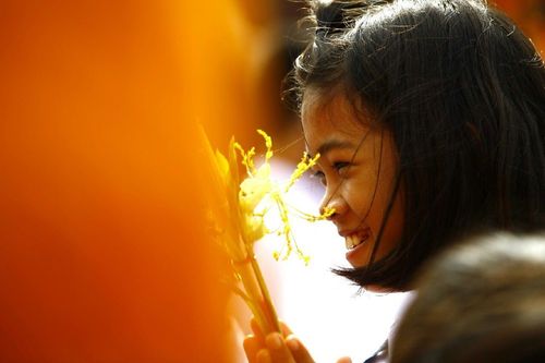 ภาพ No.11645:ประมวลภาพประเพณีตักบาตรดอกไม้ พระ 3,000 รูป ประจำปี 2557