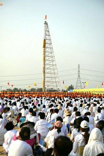 ภาพ No.23137:พิธีตอกเสาเข็มมงคล "มหาสุวรรณรัตนอินทขิล" สถาปนาสร้างอนุสรณ์สถาน มหาวิหารพระมงคลเทพมุนี สถานที่เผยแผ่ธรรมครั้งแรก ที่วัดบางปลา