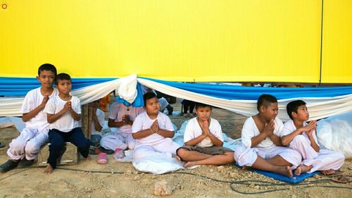 ภาพ No.23147:พิธีตอกเสาเข็มมงคล "มหาสุวรรณรัตนอินทขิล" สถาปนาสร้างอนุสรณ์สถาน มหาวิหารพระมงคลเทพมุนี สถานที่เผยแผ่ธรรมครั้งแรก ที่วัดบางปลา