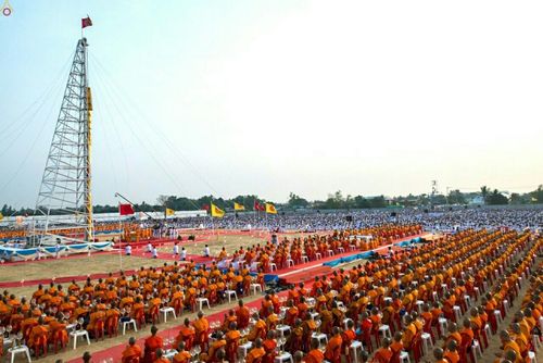 ภาพ No.23163:พิธีตอกเสาเข็มมงคล "มหาสุวรรณรัตนอินทขิล" สถาปนาสร้างอนุสรณ์สถาน มหาวิหารพระมงคลเทพมุนี สถานที่เผยแผ่ธรรมครั้งแรก ที่วัดบางปลา