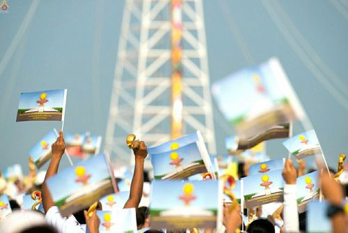 ภาพ No.23197:พิธีตอกเสาเข็มมงคล "มหาสุวรรณรัตนอินทขิล" สถาปนาสร้างอนุสรณ์สถาน มหาวิหารพระมงคลเทพมุนี สถานที่เผยแผ่ธรรมครั้งแรก ที่วัดบางปลา