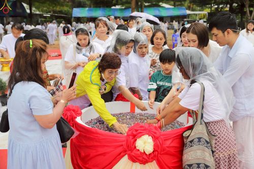 ภาพ No.234090:วันอาทิตย์ที่ 20 กรกฎาคม พ.ศ.2568 พิธีทอดผ้าป่า และพิธีตอกเสาเข็มต้นแรก สร้างอาคารปฏิบัติธรรมพระมงคลเทพมุนี ณ ศูนย์ปฏิบัติธรรมสุราษฏร์ธานี