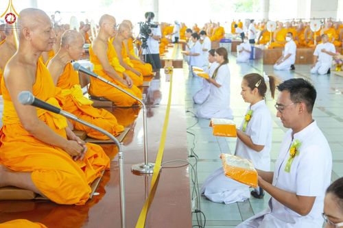 ภาพ No.205712:พิธีสวดพระพุทธมนต์ และถวายภัตตาหารเมนูสวรรค์แด่พระภิกษุ สามเณร วันจันทร์ที่ 3 กุมภาพันธ์ พ.ศ. 2568 ณ หอฉันคุณยายอาจารย์ฯ วัดพระธรรมกาย