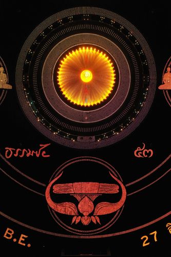 ภาพ No.29363:วันธรรมชัย พิธีจุดประทีปโคมไฟ ถวายเป็นพุทธบูชา แปรอักษรเป็นภาพ