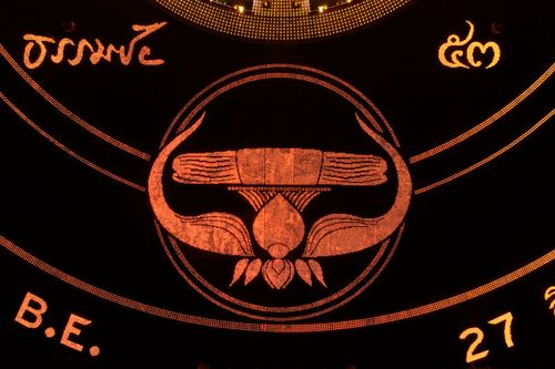 ภาพ No.29364:วันธรรมชัย พิธีจุดประทีปโคมไฟ ถวายเป็นพุทธบูชา แปรอักษรเป็นภาพ