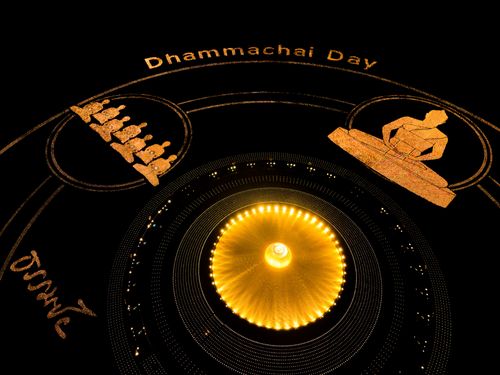 ภาพ No.29399:วันธรรมชัย พิธีจุดประทีปโคมไฟ ถวายเป็นพุทธบูชา แปรอักษรเป็นภาพ