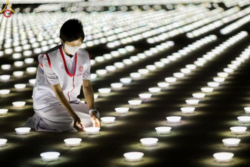 ภาพ No.51504:ประมวลภาพพิธีเจริญพระพุทธมนต์ และพิธีจุดประทีปบูชาธรรม พระมงคลเทพมุนี (สด จนฺทสโร) พระผู้ปราบมาร  เนื่องในวันครูผู้ค้นพบวิชชาธรรมกาย