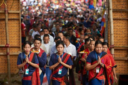 ภาพ No.63489:พิธีถวายและฉลองพระพุทธรูปปางไสยาสน์ขนาด 126 ฟุต ใหญ่ที่สุดในประเทศบังกลาเทศ ณ วัดจูราชารี สาขะ บานา วิหาร รังกามาติ วันที่ 16 พฤศจิกายน พ.ศ. 2565