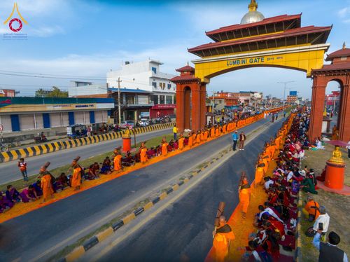 ภาพ No.132063:พิธีต้อนรับ พระ-สามเณร ธรรมยาตรา ในโครงการบรรพชา 1,250 รูป ณ แดนประสูติ สวนลุมพินี ประเทศเนปาล วันที่ 16-17 มีนาคม พ.ศ. 2567