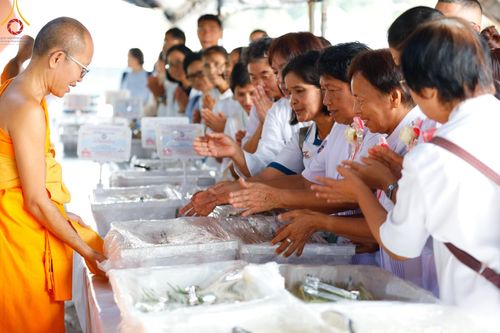 ภาพ No.127758:พิธีถวายภัตตาหารเป็นสังฆทาน แด่คณะพระธรรมยาตราฯ ในโครงการธรรมยาตราอัญเชิญพระบรมสารีริกธาตุ ประดิษฐาน ณ มหารัตนเจดีย์สิริปทุมสวรรค์ อ.บางกล่ำ จ.สงขลา วันที่ 8 มีนาคม พ.ศ. 2567